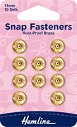 11mm sew-on snap fasteners, gold